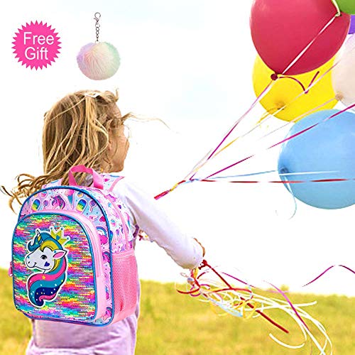 Kleinkind-Rucksack für Mädchen, 12,5" Unicorn Pailletten Bookbag – Bild 3