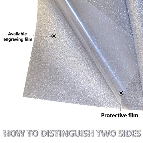 Image of RENLITONG Silver Glitter HTV Heat Transfer Vinyl Rolls - 12 Inch x 5 feet Iron on Vinyl for T-Shirt and Silhouette, Easy to Cut & Weed for Heat Transfer Design (Glitter Silver)