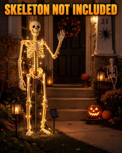 Halloween Skeleton Stand Kit & Solar String Lights,【Skeleton Not Included】 - image 2
