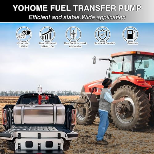 12V 15 GPM Fuel Transfer Pump With Discharge Hose & Manual Nozzle, Gasoline, Diesel, Kerosene & Biodiesel