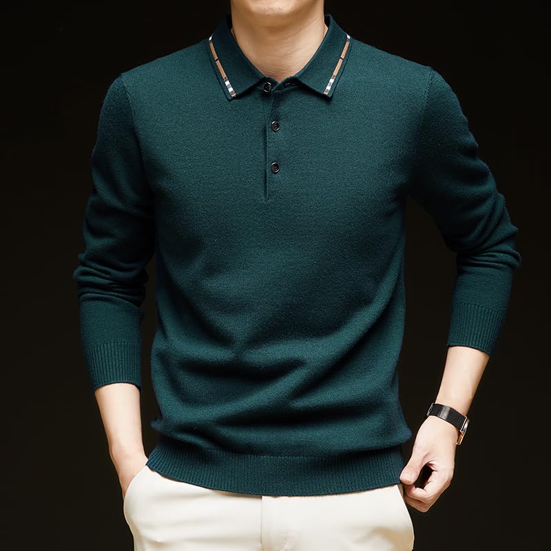 Mens Quarter Button Sweater Lapel Pullover Sweater Fashion Casual Knit Pullover Sweater Knitted Polo Sweater3