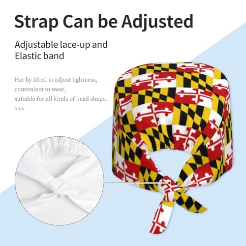 Image of Working Cap Scrub Cap with Sweatband Adjustable Unisex Women Tie Back Hat Nurse Surgical Caps