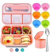 Zezzxu Bento Lunch Box for Kids and Adults, 1300 ML 4-Compartment Bento Box Set, Leak-Proof Plast...