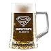 Calledelregalo Regalo Personalizado para Padres: Jarra de Cerveza ‘Superpadre’ grabada con su Nombre en Estuche de cartón.