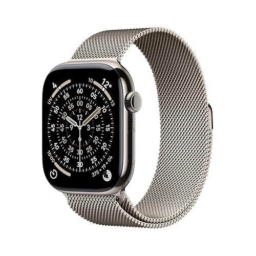 Apple Watch Series 11 [GPS + Cellular 46 mm] Montre connectée avec boîtier Naturel et Bracelet Milanais Naturel. Score de Sommeil, Moniteur d’activité, Suivi de la santé, écran Toujours activé
