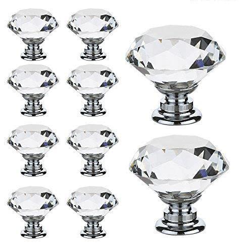 littlegrasseu Pomo de Cristal Transparente con Tornillos Tiradores de Cristal Vidrio para Cajones Vitrinas Puertas Muebles Disponible en 1 8 16 Pcs (16 pcs) Cover