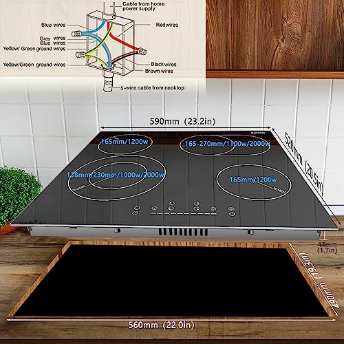 Image of Karinear 4 Burners Electric Cooktop 24 Inch, Glass Protection Metal Frame