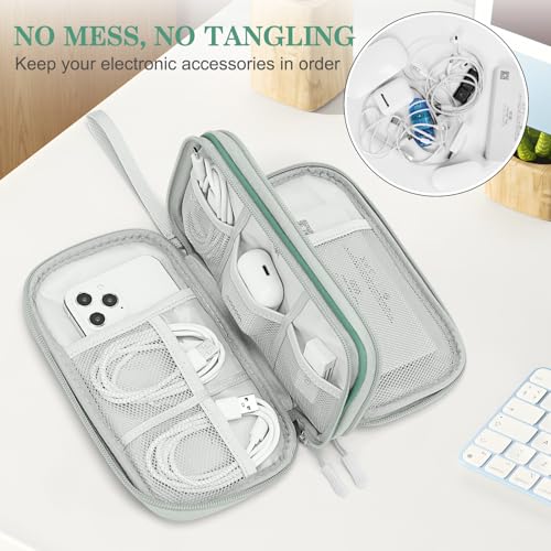 Image of FYY Electronic Organizer, Travel Cable Organizer Bag Pouch Electronic Accessories Carry Case Portable Waterproof Double Layers All-in-One Storage Bag for Cable, Cord, Charger, Phone, Pattern Green (M)