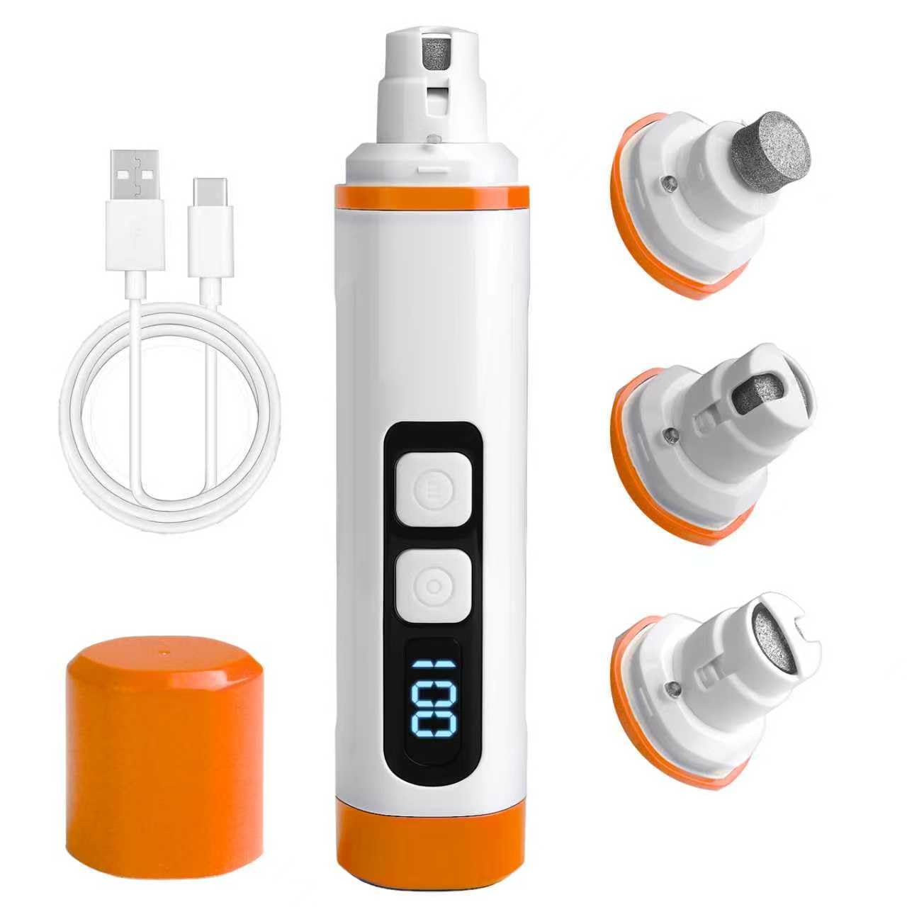 2026 Upgraded Dog Nail Grinder Quiet with LED Light & Low Noise - 3-Speed, 3-Port Professional Dog Nail Trimmer Dogs & Cats, Cordless & Rechargeable