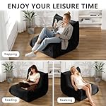 Bean Bag Chair for Adults, Giant Bean Bag Sofa Oversized Beanbag Chairs, Fireside Bean Bag Couch with High Density Sponge Filled Large Bean Bags Chair for Apartment Living Room Bedroom, Black - Image 4
