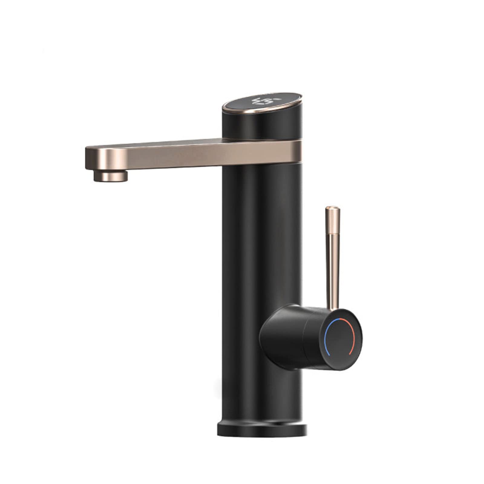 Rubinetto Bagno Nero, Rubinetto Lavabo Bagno Monocomando, Rubinetti Lavabo Vanity, Rubinetti Bagno Monoforo, con Display della Temperatura a LED Rubinetto Acqua Calda Istantanea, Rubinetto Scaldabagno
