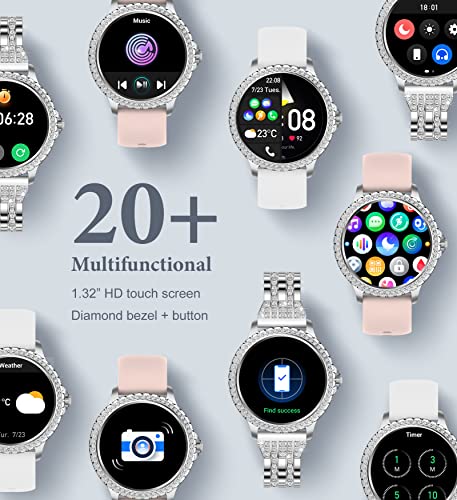 Iaret Smart Watch For Women (Call Receive Dial), Smart Watches For Android Ios Phones 1.32" Hd Smartwatch With Ai Voice Control Heart Rate Sleep Monitor Pedometer Waterproof Activity Tracker, Silver #TOP5