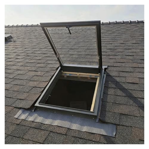 ZJKXJH Trampilla de Suelo Claraboya Manual con Marco de Aluminio, Trampilla Impermeable para El Techo para Futuras Tareas de Mantenimiento, Ventanas de Techo(Hole 22x30in/55.9x76.2cm)