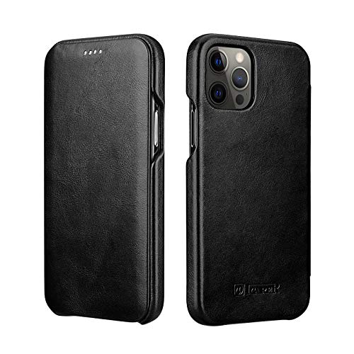 Lederhülle für iPhone 12/12 Pro Hülle Vintage Antik Handytasche Leder Hülle Case Ledertasche mit Verstecktem Magnetverschluss Nur für Apple