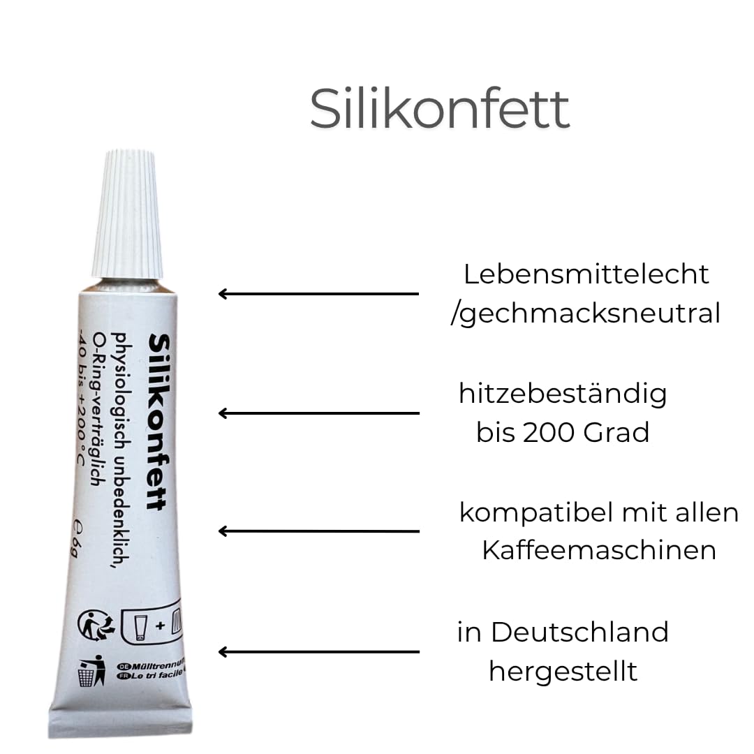 Wartungssatz für Krups EA XP ES & Rowenta Kaffeevollautomaten - Dichtung O-Ringe Ersatzteile Silikonfett für Brühkolben Brüheinheit Brühgruppe - Set29.4 mit Dichtungen, Silikonfett und 2 Bürsten