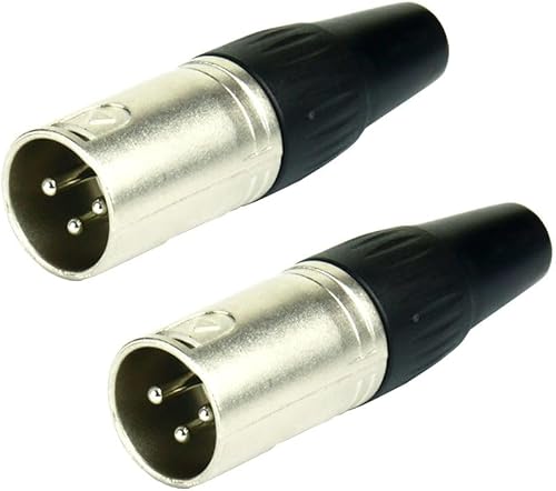 SiRCONY Male 3-Pin XLR Silver Connector, Pack of 2