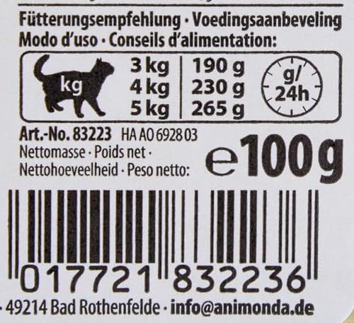 animonda Vom Feinsten Senior mit Geflügel (32 x 100 g), Senior Nassfutter für ältere Katzen ab 7 Jahren, Katzenfutter ohne Getreide und Zucker, mit 100 % frischen, fleischlichen Zutaten