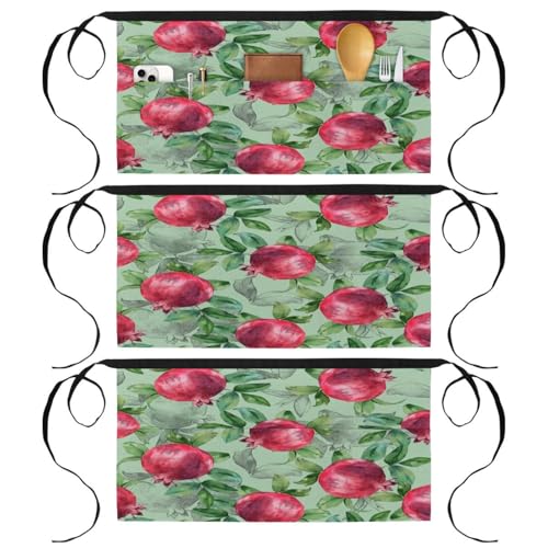 Tablier court de chef lot de 3 demi-tabliers de cuisine multicolores avec 3 poches