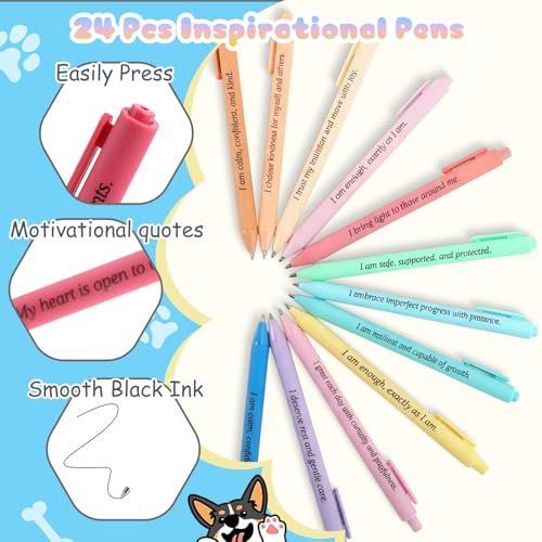 Image of Mooliwe 48 Pcs Positive Affirmation Gift Set Gratitude Notebooks with Pens Small Bags Motivational Encouragement Notepads Daily Affirmations Journal for Women Stress Relief Self Care (Dog)