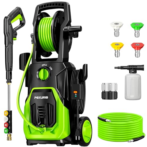 Image of POXURIO Electric Pressure Washer, 4000PSI 2.8 GPM Power Washer with Foam Cannon 35FT Hose Electric High Pressure Washer for Fences, Patios, Decks, Patios and Cars Powerwasher
