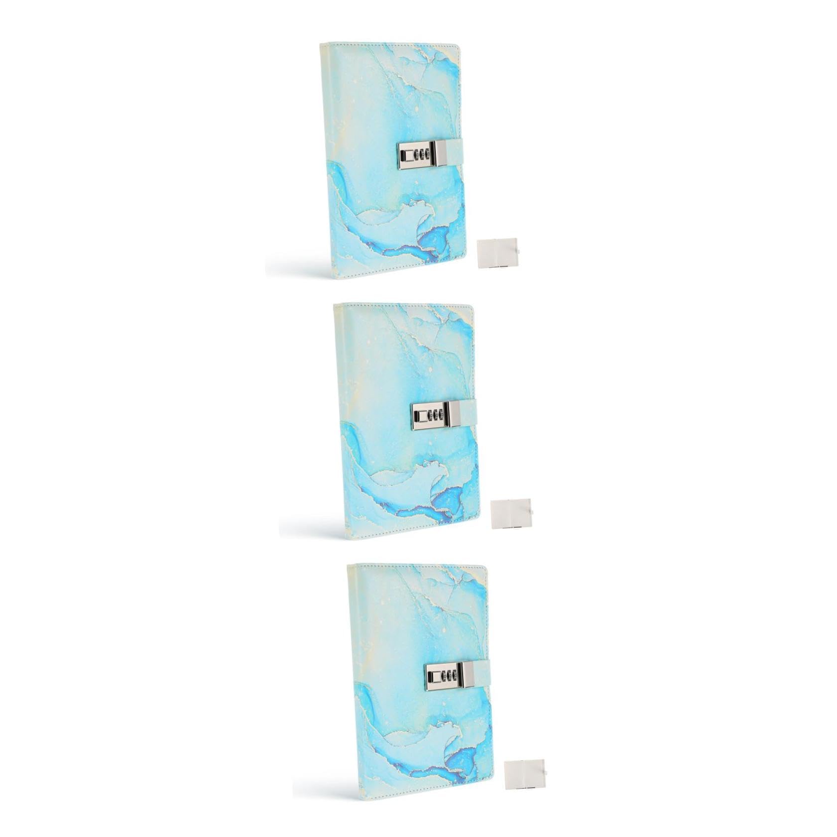 3 Pezzi Taccuino con Blocco Password Personale con Serratura Copertina Decorativa in Similpelle Righe per Appunti Viaggi e Ufficio