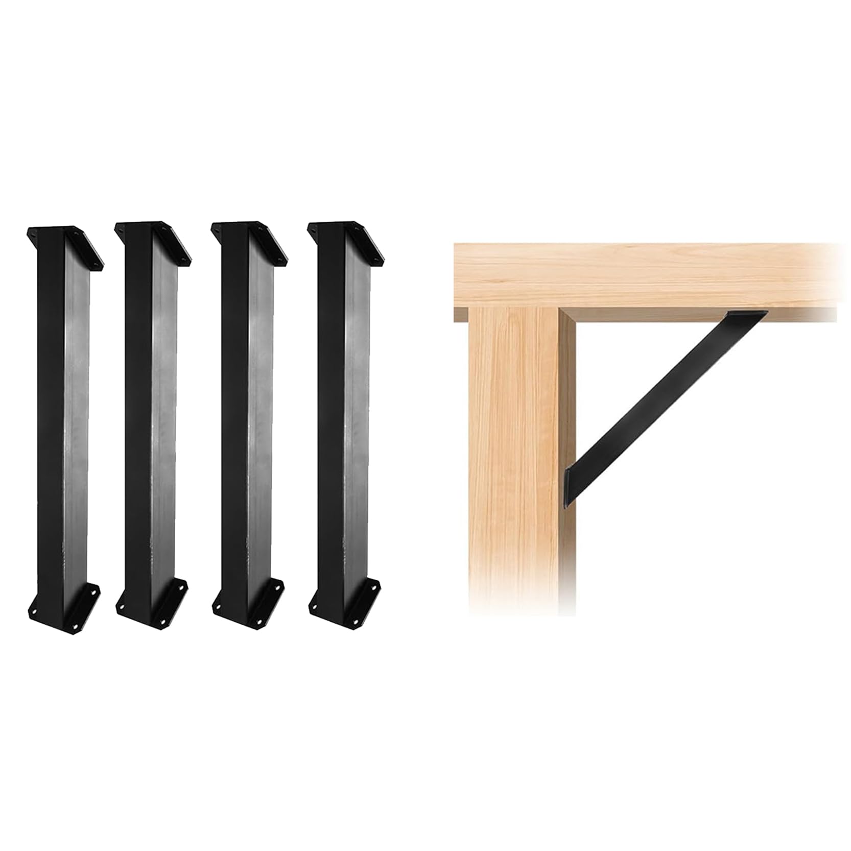 Kit de Refuerzo Angular de 45 Grados de Alta Resistencia: Conectores de Refuerzo Angular de Acero al Carbono, adecuados para columnas, Vigas y estructuras de Madera, así como para proyectos