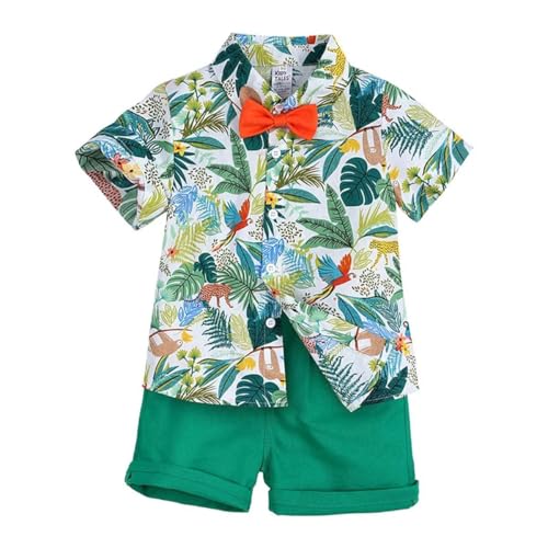 ZROPANZI Toddler Baby Boy Shorts Sets Hawaiian Outfits,Tropical Floral Shirt+Shorts Vacation Clothing Sets