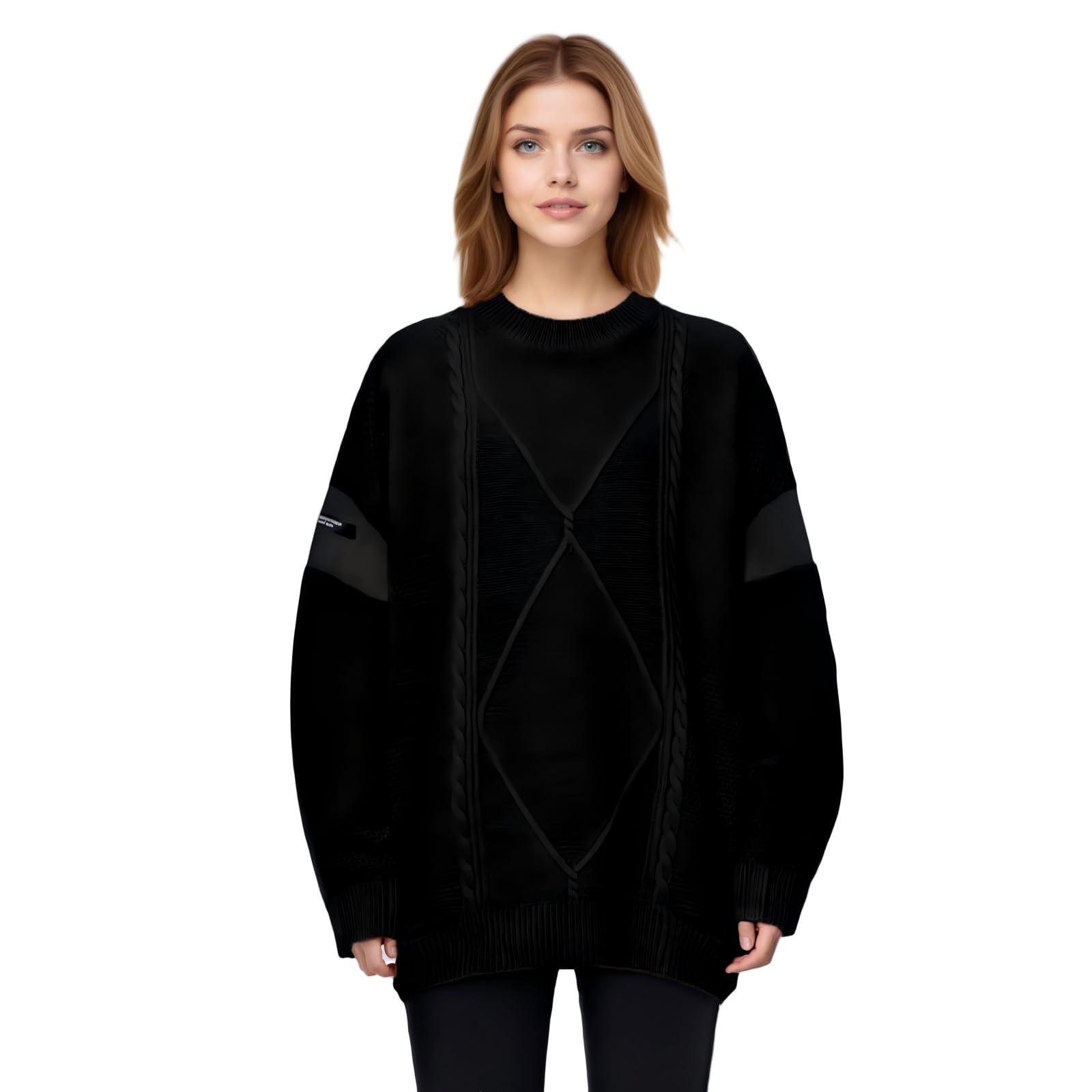 Womens Cable Knit Pullover Sweater Soft Oversized Crewneck Long Sleeve Chunky Top for Cozy Casual Comfort