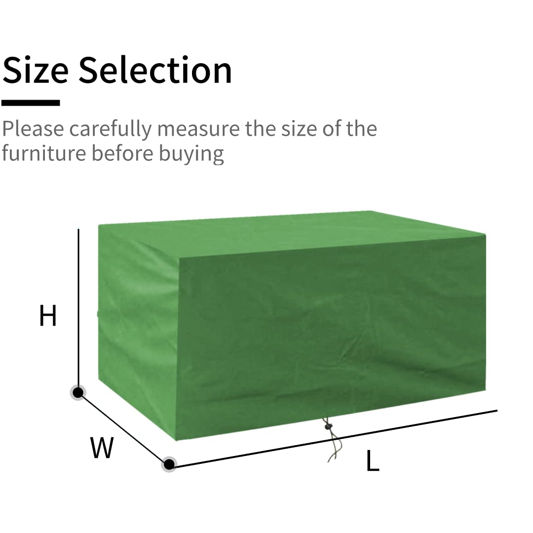 WLL Abdeckplane für Gartenmöbel, 130x80x75cm(Grün), Schutzhülle Abdeckhaube Rechteckig Oxford 420D Wasserdicht Winterfest Gartenmöbel Abdeckung für Balkonmöbel Sitzgruppe
