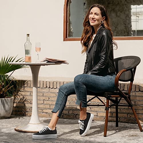 Image of JABASIC Women Lace Up Platform Sneakers Comfortable Casual Fashion Sneaker Walking Shoes
