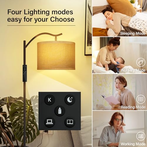 BoostArea Floor Lamp for Living Room,Arc Floor Lamp with Remote Control,Stepless Dimmable Brightness & Colors Temperature 2700k-6500k,Modern Standing Lamp for Bedroom Study Room Office,Jute by BoostArea - Used condition - Image 5