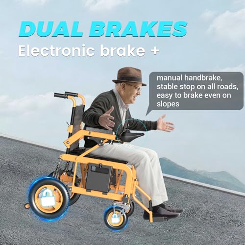 Image of Hassky Electric Wheelchair for Adults with Dual Shock Absorption,25 Miles Long Range Power Wheelchair for Seniors,All Terrain Motorized Wheelchair with a Robust 39KG (86LB) Weight,Orange