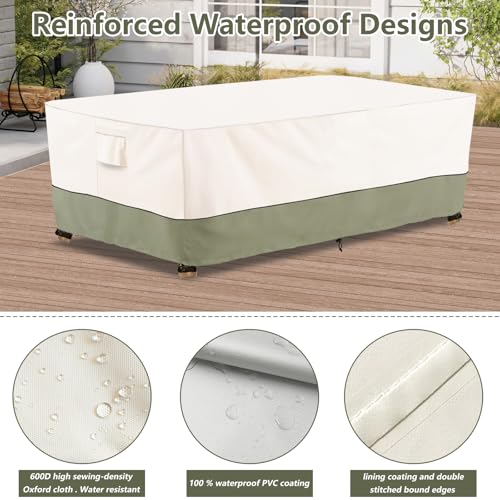 Image of Bitubi Waterproof Patio Coffee Table Cover, Rectangular Outdoor Small Side Table Cover - Fits up to 42L x 26W x 16H inches, Beige