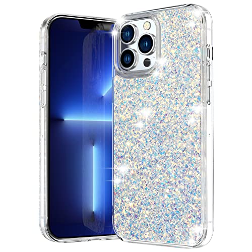 FLOVEME for iPhone 13 Pro Max Case for Women, [Iridescent Bling] Sparkle Clear & Shockproof Protective Slim Phone Cover, Shiny Case Designed for iPhone 13 Pro Max Case(6.7'')-Colorful Glitter