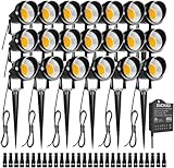 ZUCKEO 5W LED Low Voltage Landscape Lights with Timer Transformer 12V 24V Outdoor Landscape Lighting Kit with Connector Waterproof Warm White Flood Spotlights for Garden Pathway Wall Tree (20Pack)