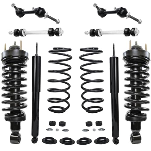 Image of Detroit Axle - 8pc Struts Kit for 2003-2011 Ford Crown Victoria Mercury Grand Marquis, Front Rear Struts w /Coil Spring Sway Bars 2004 2005 2006 2007 2008 2009 2010 Replacement Strut Shock
