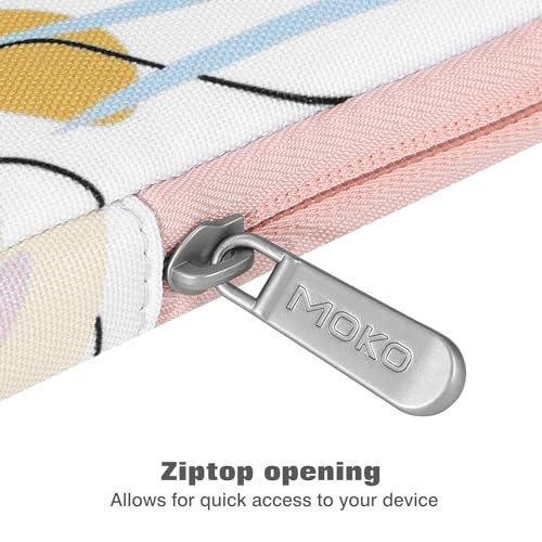 Image of MoKo 13 Inch Tablet Sleeve Bag Polyester Padded Carrying Case Slim Design | Fits New 13inch iPad Air M4 2026, iPad Pro M5 /M4 /Air M3 /M2 13 inch, iPadPro 12.9 inch, Galaxy Tab S8+ /S9+ 12.4 inch, Tropical Leaf