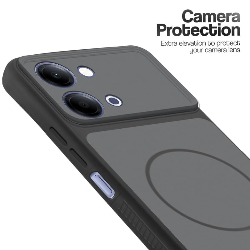 Image of Mr. Case Back Cover for Vivo Y11 5G | Ring Design Protective Case with Camera Cut Protection | Anti Slip Grip | Shockproof Mobile Cover - Black