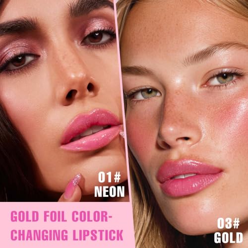Image of evpct 2Pcs Magic Color Changing Lipstick Long Lasting Waterproof, 01&03
