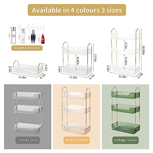 Image of Akinbas 3 Tier Bathroom Organizer Countertop Makeup Perfume Tray Skincare Organizer for Bathroom Dresser Vanity (White)