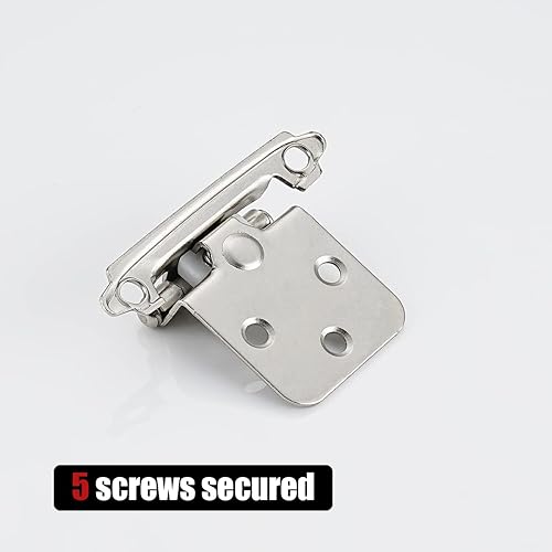 Miniatura 9 de JQK Bisagras superpuestas de 12 pulgada para puerta de gabinete de níquel satinado, paquete de 50 25 pares de bisagras de cierre automático para
