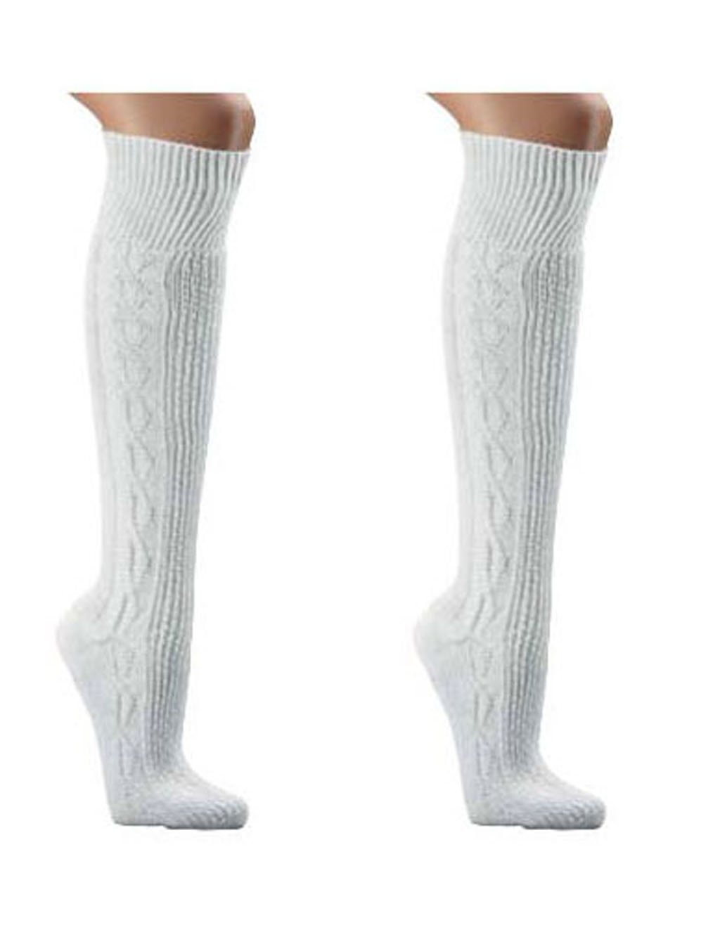 Wowerat Calze per costume tradizionale bavarese (1 paio) a treccia in bianco puro