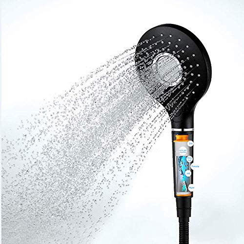 High Pressure Shower Heads, Shower Head Hand-Held with Handheld Spray with 3 Spray Modes - Rain,Massage,Pulse for Soft Water Detachable Black