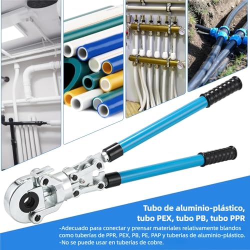 Miniatura 7 de Tlgreen Alicates Prensadores De Tuberías U Manual,16-20-25-32 Mm, 360 Alicate Para Tubos, Prensa Multicapa,Mango Extensible, Para Tubo Pex,Compuesto,Aluminio-Plástico Y Plástico
