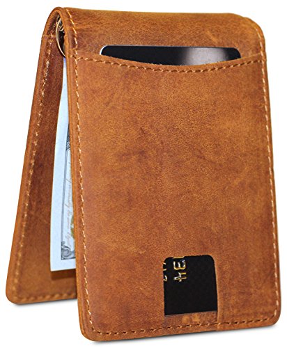 Men's Full Grain Leather RFID Blocking Slim Bi-Fold Wallet w/ Bottle Opener2