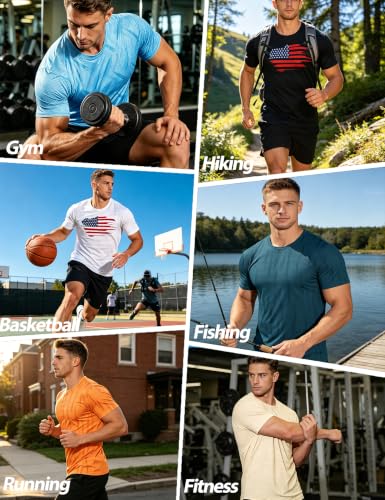 Image of APTRO Men's Workout Shirts Quick Dry Athletic Gym T-Shirts - Moisture Wicking Short Sleeve Performance Running Tees for Men