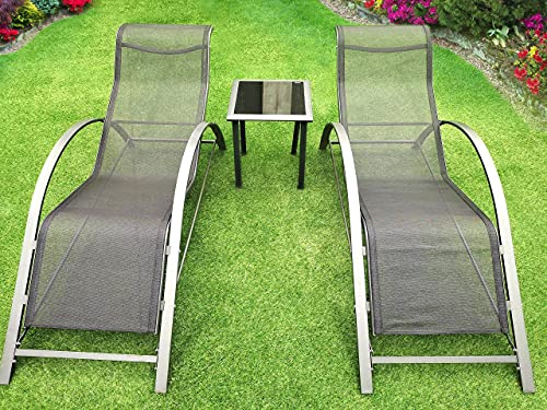 garden mile 3-teiliges Gartenmöbel-Set, 2 Lounge-Stühle und 1 Couchtisch, Outdoor-Stühle mit Beistelltisch, Loungesitz… – Bild 5