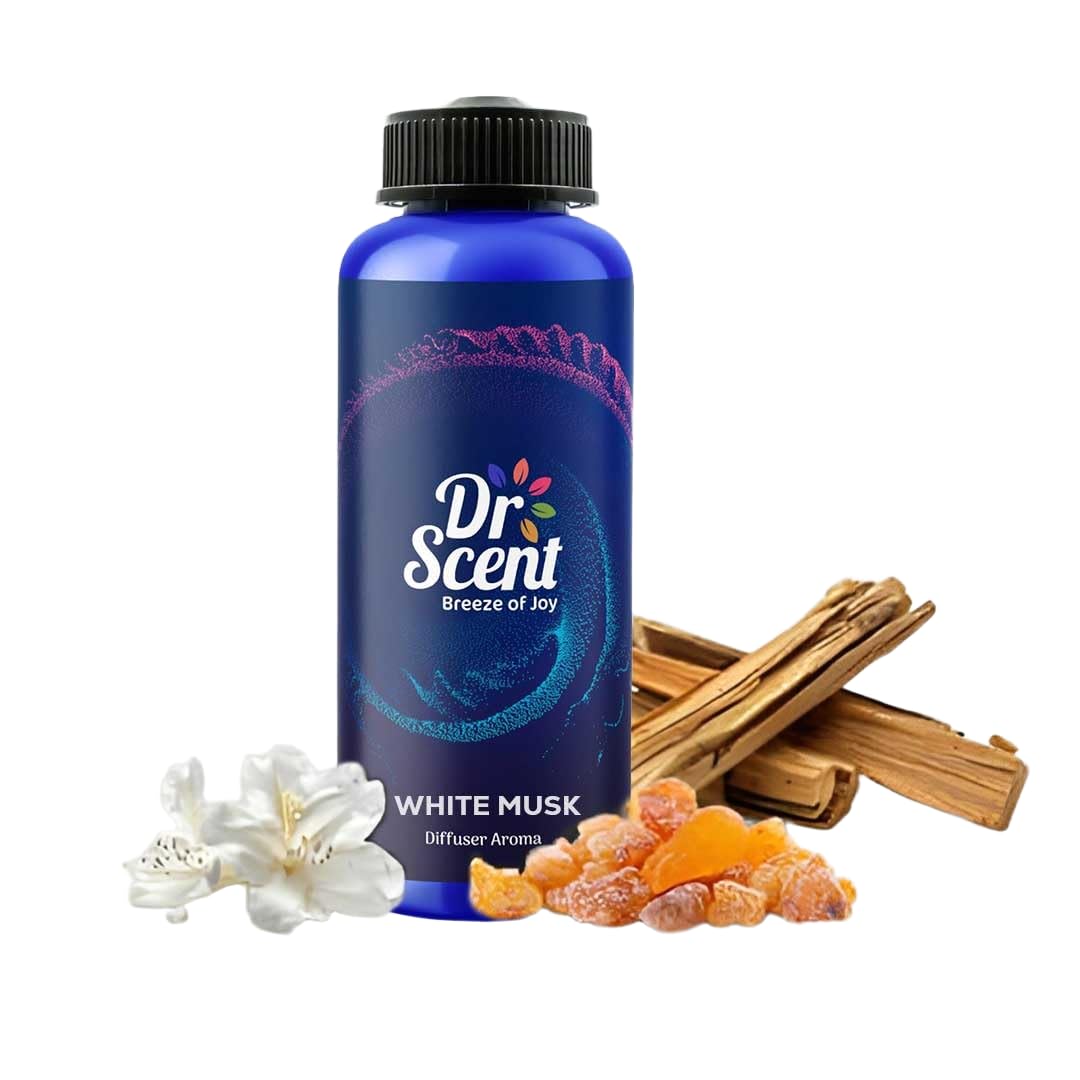 Dr Scent Diffuser Aroma Oil White Musk - Rosey, White Musk, Floral, Spicy, Powdery Notes, Rose damascena Frankincense, Cashmere wood & Sandalwood Fragrance | Made in UK(1000ml)