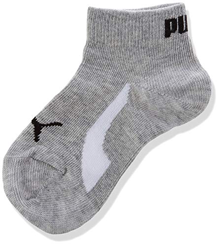 PUMA Kids' BWT Quarter Socks (3 Pack) Calcetines, blanco, gris y negro, 23-26 Unisex niños