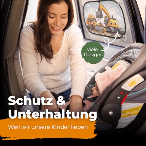 CARAMAZ Sonnenschutz Auto Baby mit UV Schutz, Reach Zertifiziert - Opti-Dark - GSM100+ inkl. Saugnapf - Verdunklung 51x31cm, 2 Stück
